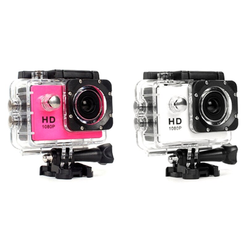 2 Set 480P Motorfiets Dash Sport Actie Video Camera Motorcycle Dvr Full Hd 30M Waterdicht, wit & Roze: Default Title