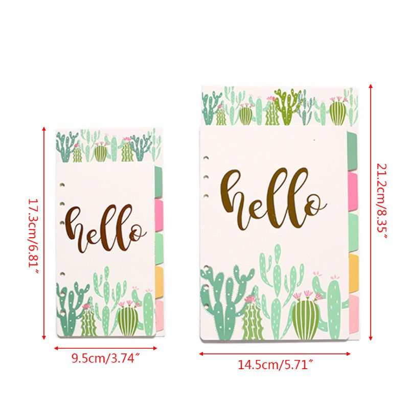 1Set A5 A6 Loose Leaf Notebook Divider 6 Hole Index Separator Binder Stationery