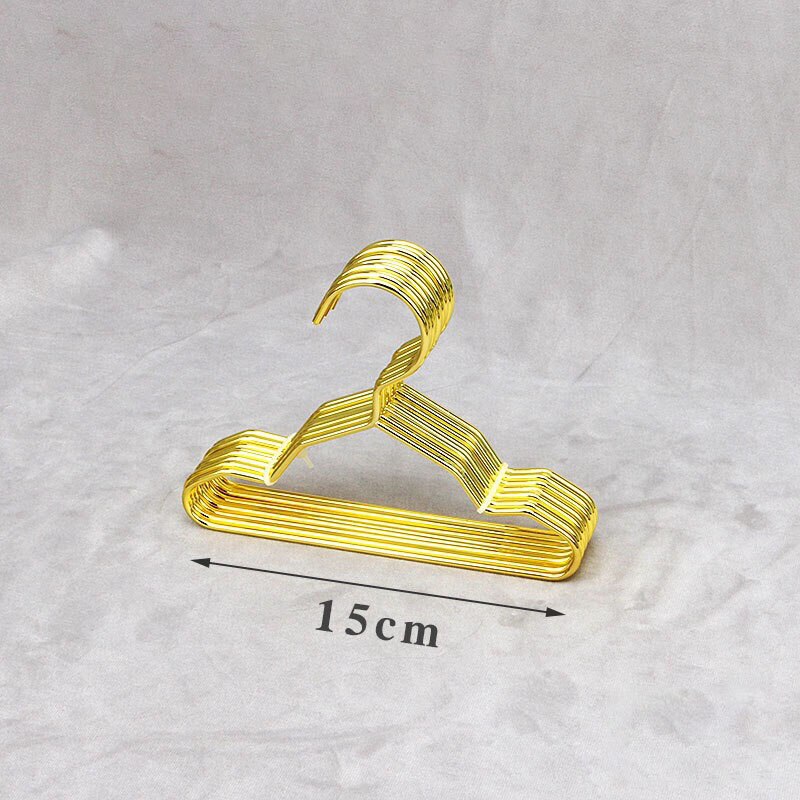 Cintres solides en fil métallique pour animaux de compagnie, 10 pièces, petits cintres pour chien, chiot, chat, accessoires de produits, adaptés à une tige de placard régulière: 15cm -gold 10pcs