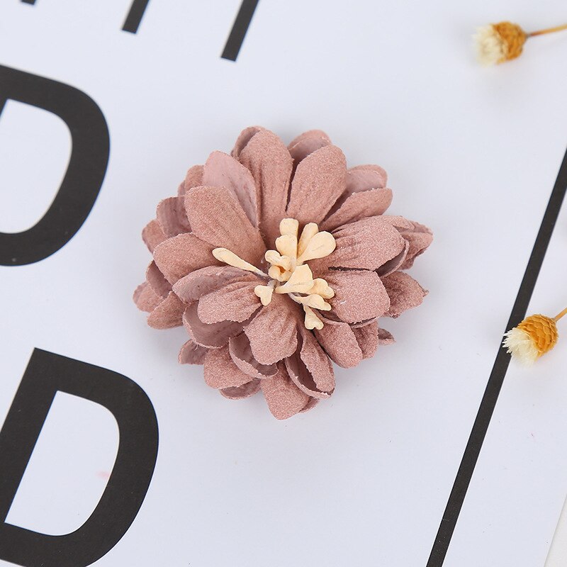 10 stk /4cm kunstigt krysantemumblomsthoved til bryllup hjemindretning håndlavede blomster klud hat tilbehør håndværk blomst: 4