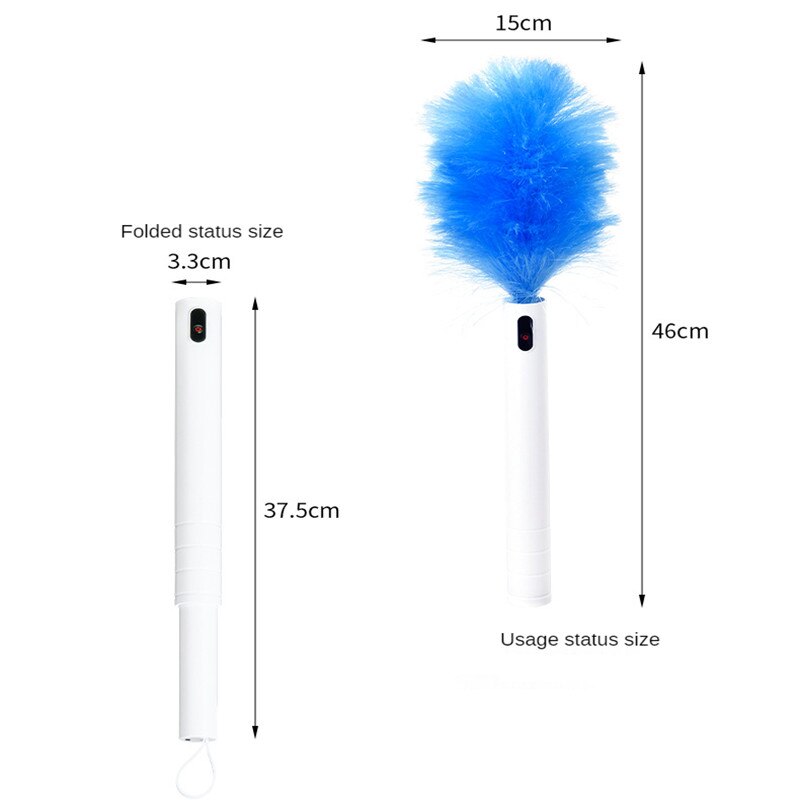 Plumeau électrique Portable, rechargeable, réglable, aspirateur domestique à 360 °, brosse instantanée en microfibre avec plumes, outil d&#39;élimination de la poussière