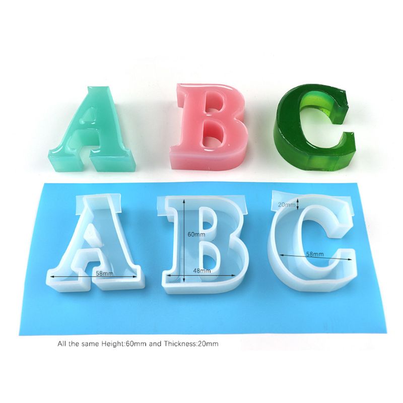 A-Z Letters & Heart 27 Molds Kit Large English Letter Handmade Silicone Resin Casting Word Sign Molds