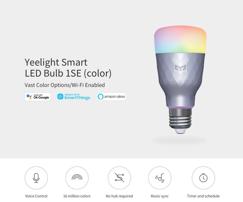 Yeelight 1SE E27 6W RGBW AC 100 - 240V Smart LED Bulb Remote Control Smart LED Light Colorful Temperature Voice Control