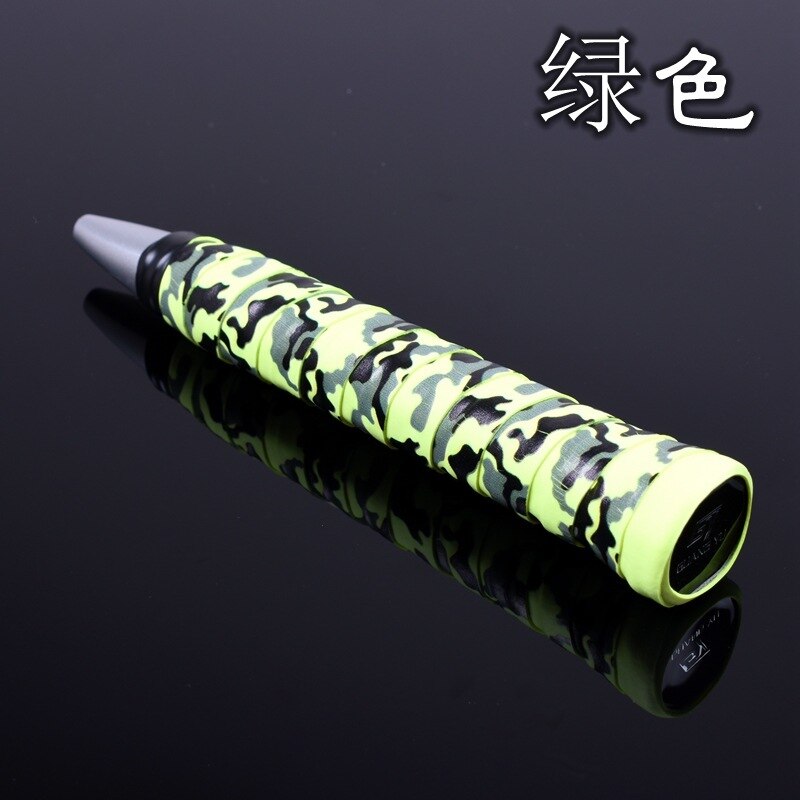 10 pçs/lote Plana Camuflagem Impressão Badminton Sweatband Haste Mão Gel Anti-slip Acessórios Cinto de Enrolamento de Raquetes Overgrips Q1007CMD: green