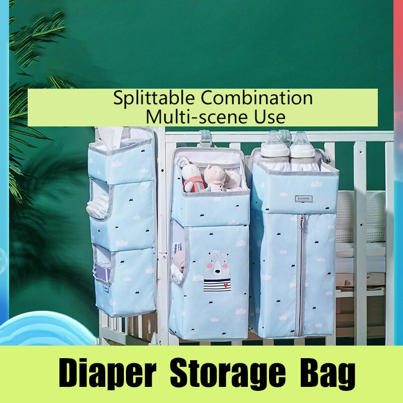 Baby Storage Box Baby Crib Hanging Bag Baby Out Diaper Storage Bag Bedside Hanging Basket Shelf Waterproof Diaper Bag