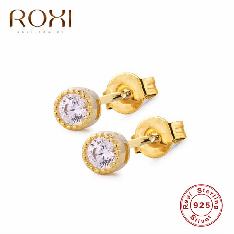 ROXI Women Classic Shining Zircon Small Stud Earrings Piercing Ear Jewelry 925 Sterling Silver Austrian Crystal Earring