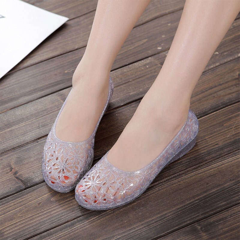 Summer Womens Sandals Flat Jelly Shoes Hollow Out Slip-On Loafers Female Soft Comfort Casual Shoes Ladies Footwear