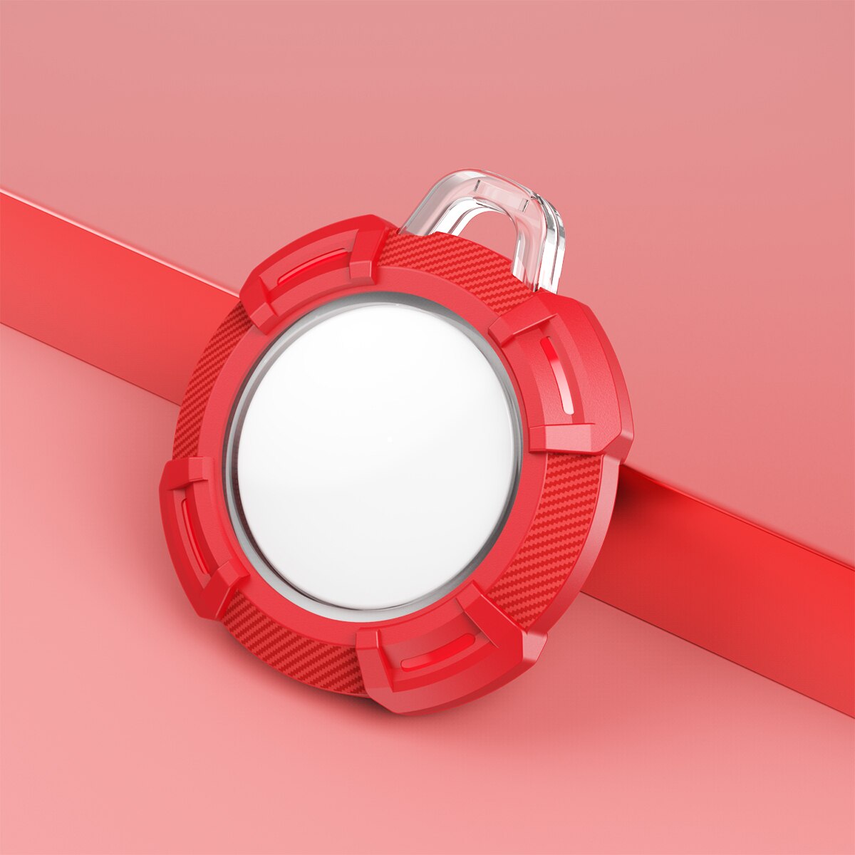 360 ° copertura protettiva di protezione completa per Apple AirTag custodia paraurti antiurto in Silicone in fibra di carbonio per AirTag fibbia anti-perso: Rosso
