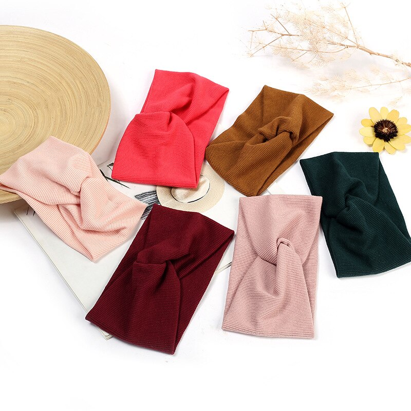 Diadema de lana con orejas de animales para mujer y niña, accesorios para el cabello, turbante cruzado, 1 unidad