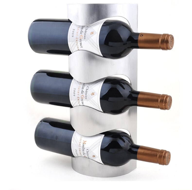 Suporte de vinho de parede com 3 garrafas em aço inoxidável