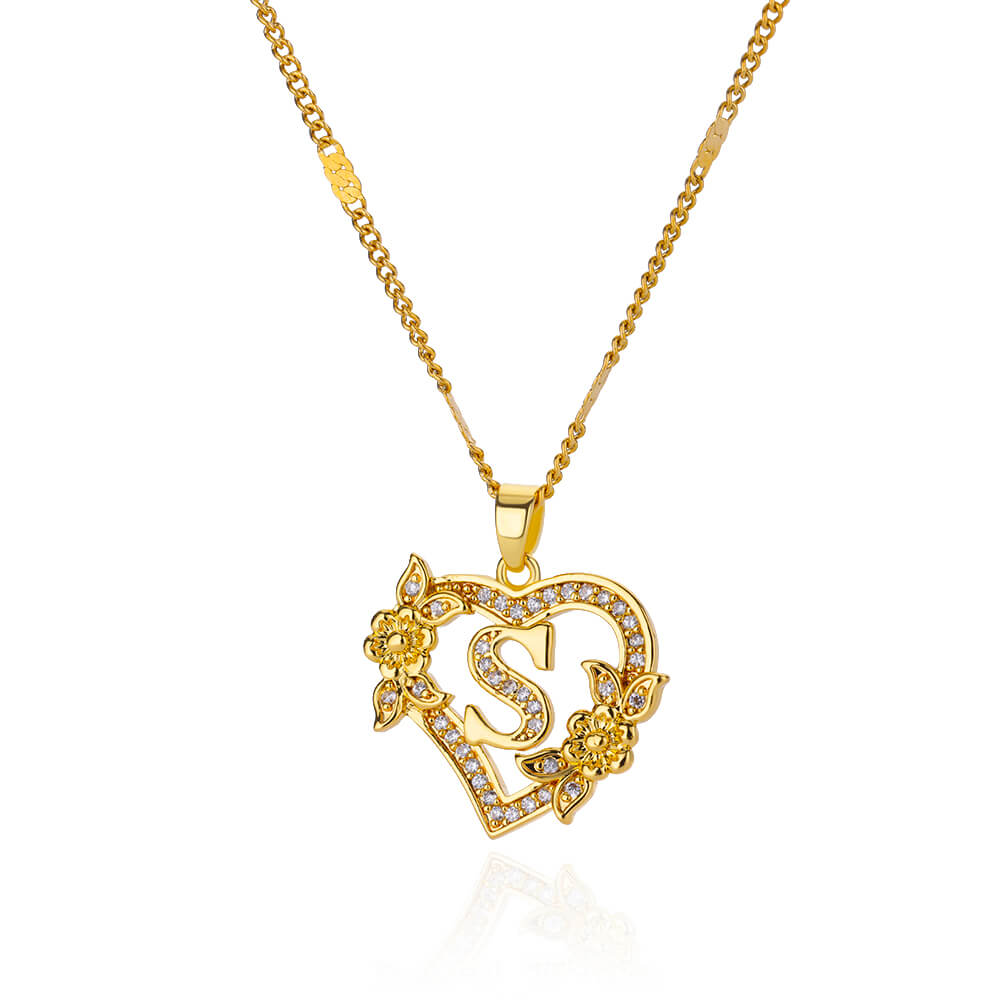 Collares con letras iniciales de corazón para mujer, cadena de acero inoxidable de Color dorado, colgante del alfabeto de A-Z, de joyería de cumpleaños: Chapado en zinc azul