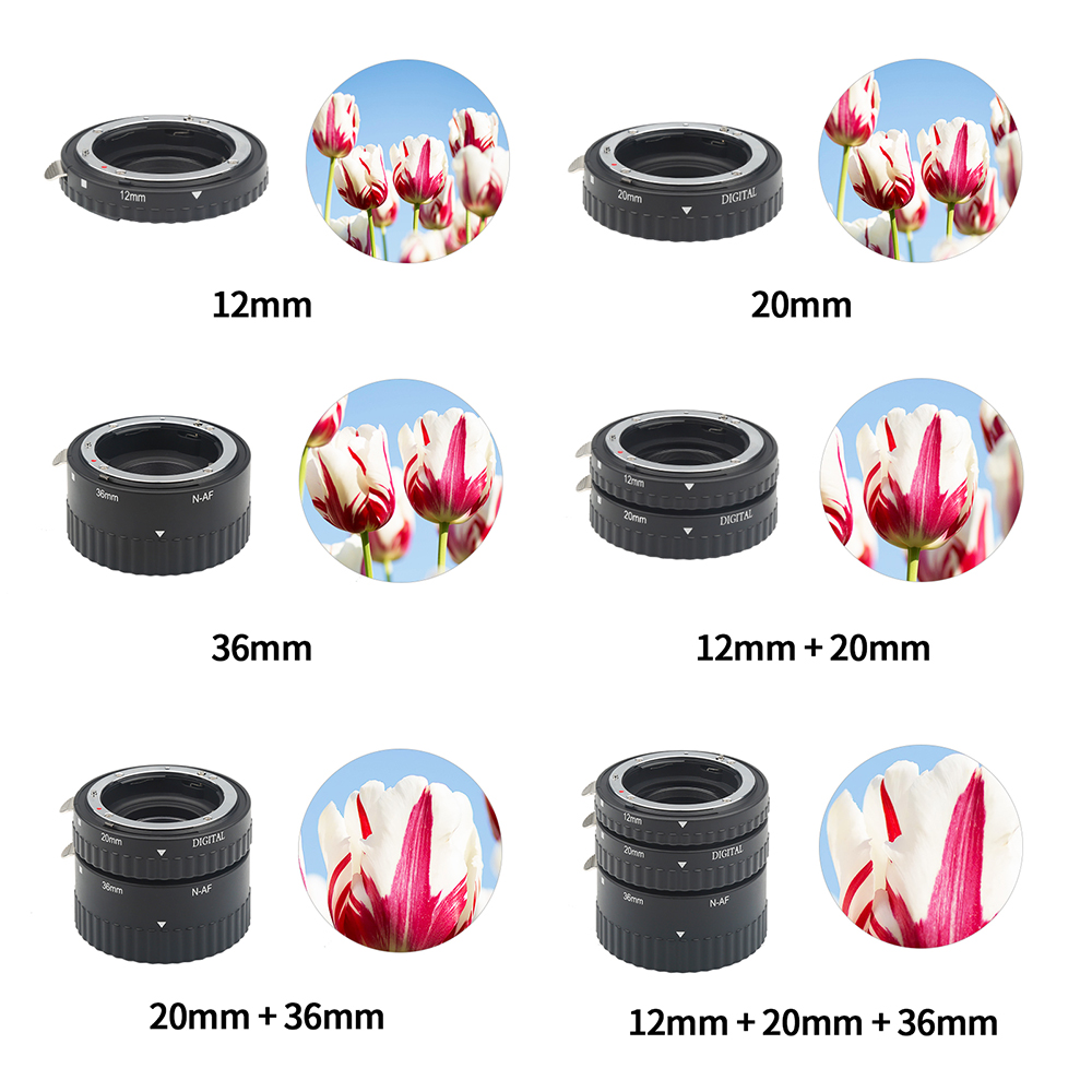 SHOOT-Anillo de tubo de extensión Macro de enfoque automático para lente de cámara Nikon D7200 D5600 D5500 D5300 D3400 D3200 D3100 D7100 D90 D60 AF AF-S