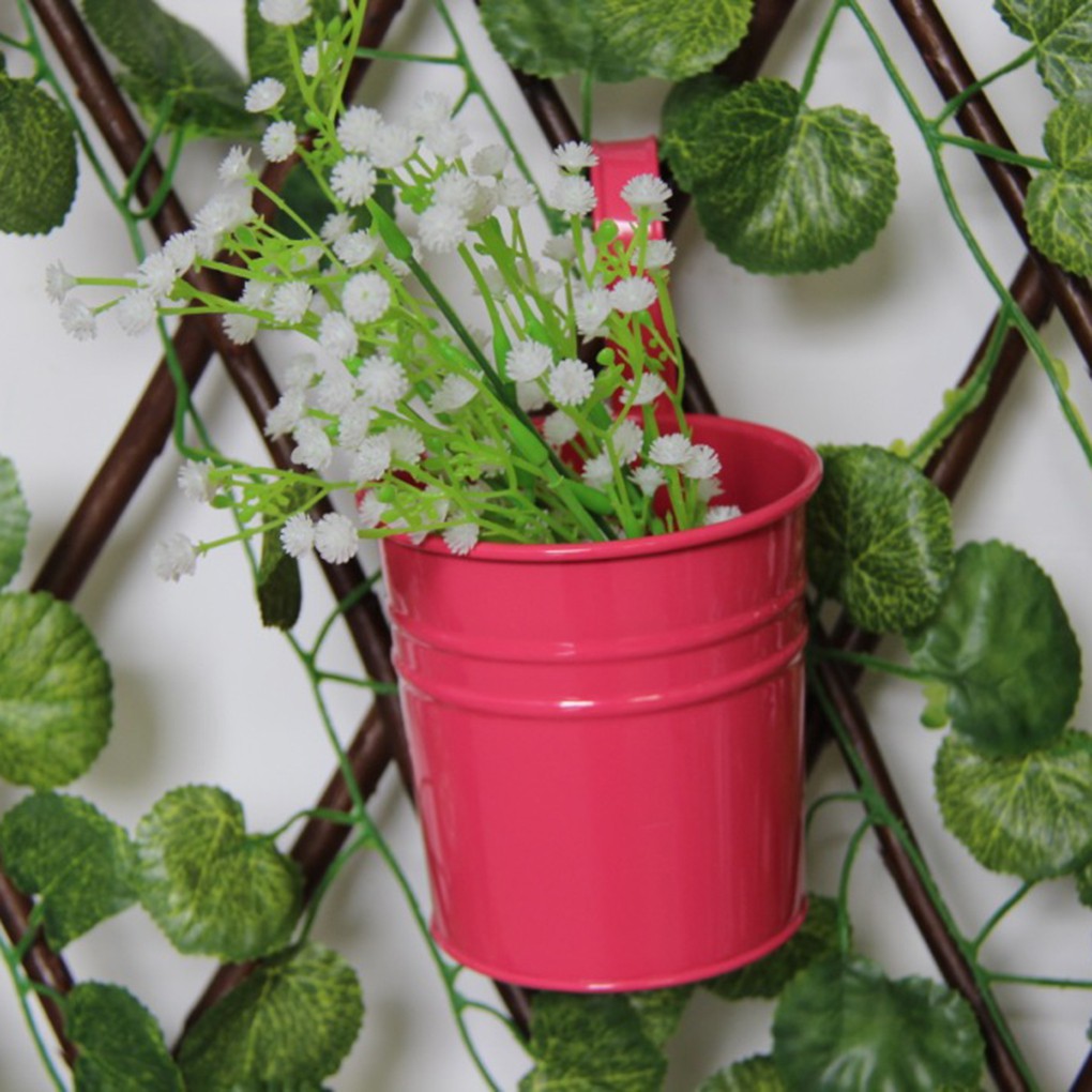 Seau multicolore porte-fleurs en métal Succulent suspendu pot de fleurs panier plante jardinière balcon décors