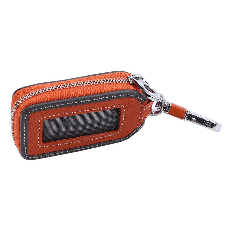 Pu lederen autosleutel portemonnees mannen/vrouwen huishoudster sleutels organizer sleutelhangerhoes rits sleutelhoes tassen etui sleutelhouder: Oranje zwarte rand