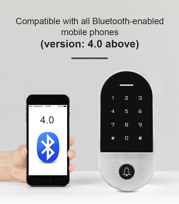 Tuya Wifi Optionele Bluetooth Deurslot Waterdichte Toetsenbord Toegangscontrole Standalone Keypad Rfid Card Entry Reader: H2-BT