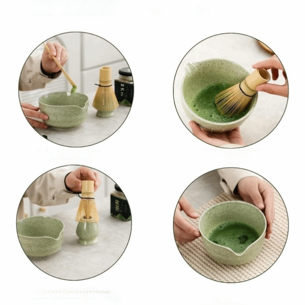 Tea Sticks Japanese Matcha Tea Set Match Bowl Tea-Making Tools Matcha Brush Bamboo Ceramic Matcha Spoon Matcha Whisk Set
