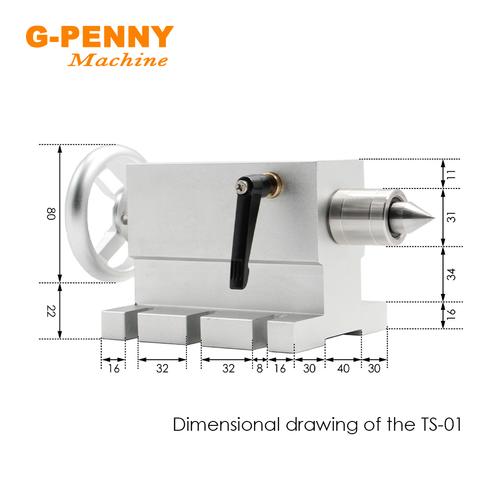 Tailstock Movable Optional Base / Three Heads Tailstock work with Rotary/ A/4th Axis For CNC Engravin Machine