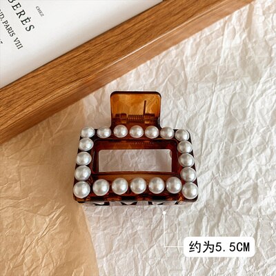 Hangzhi 2020 novo vintage grandes garras de cabelo pérola marrom acrílico lavagem rabo de cavalo titular grampos de cabelo para acessórios de cabelo feminino