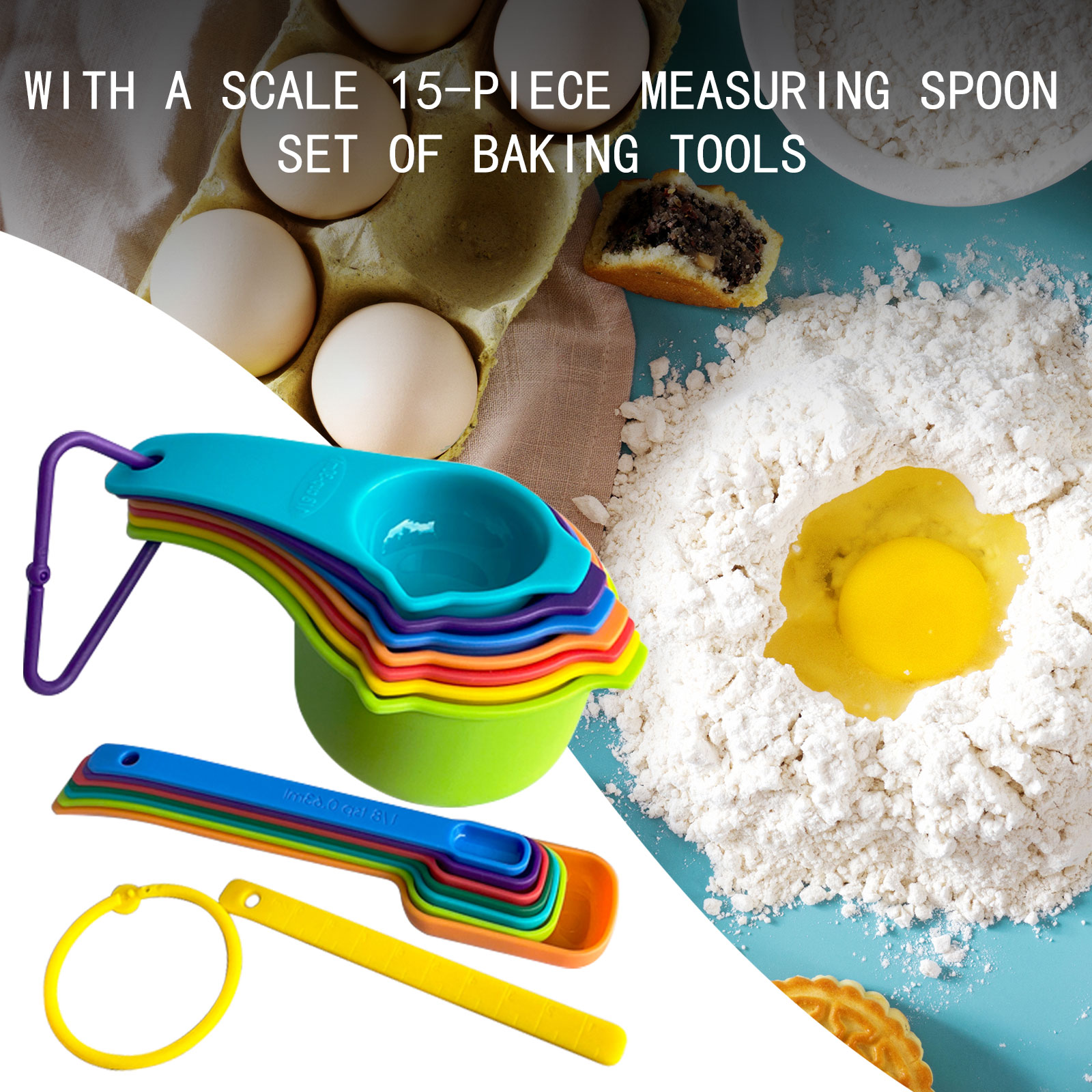 Plastic Measuring Cups and Spoons Set Measure Spoon with Handle BPA Free Cooking Measuring Tools Baking Utensils Kitchen Supplie