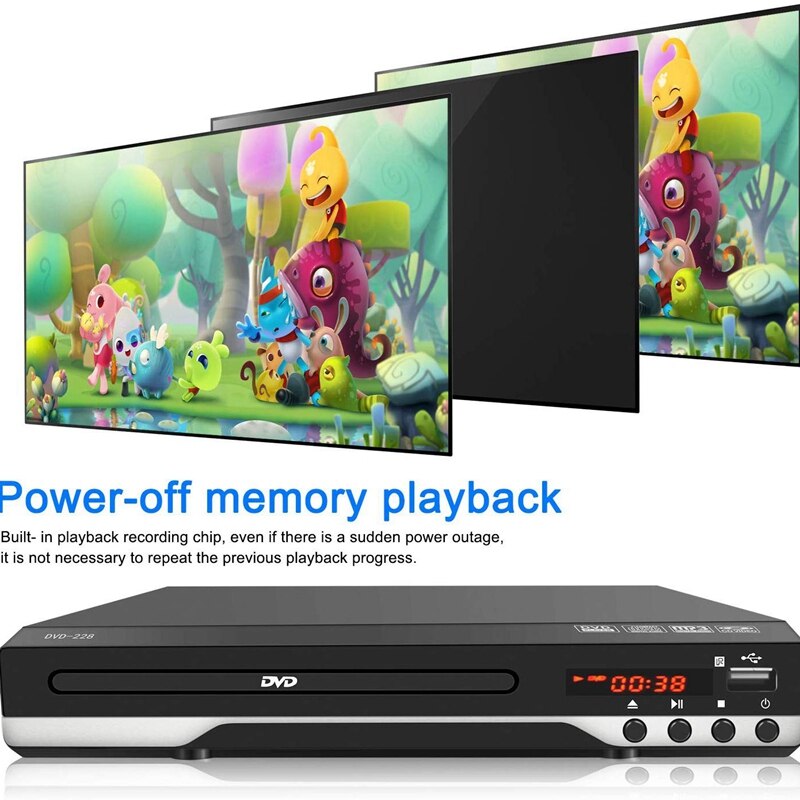 Draagbare Dvd-speler voor TV Home Ondersteuning Usb-poort Compact Multi Regio DVD/SVCD/CD Speler met Afstandsbediening controle
