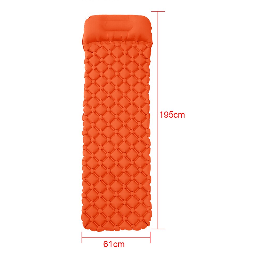 Inflatable Mattress Ultralight Sleeping Pad Camping Hiking Mat Air Mattress Folding Bed Travel Sleeping Mat with Storage Bag: Orange