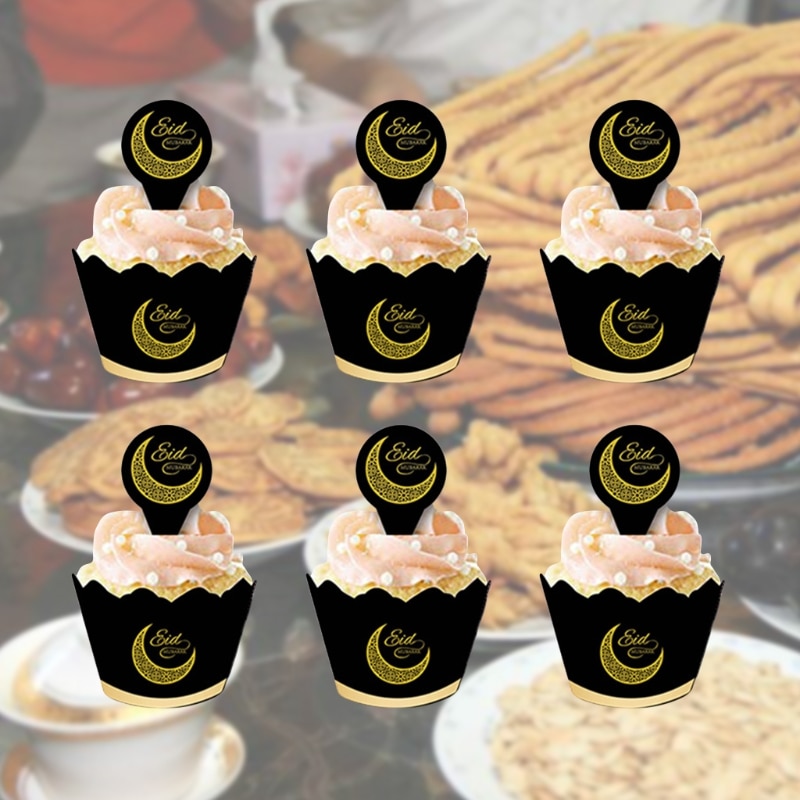 12 Stks/set Eid Mubarak Cupcake Toppers Cake Cups ... – Grandado