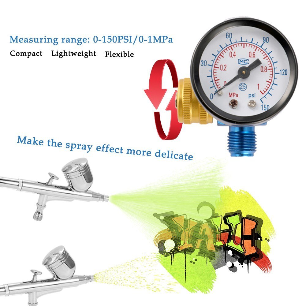 Luchtdruk Regulator Verf Airbrush Spray Machine Aanpassing Gauge Drukregelaar Pneumatische Tool Accessoire