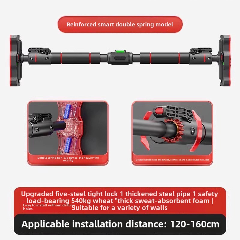 Barra horizontal doméstica, equipamento fitness interno, esportes domésticos, anéis sem perfuração, dispositivo de pull-up de haste única na porta: Verde
