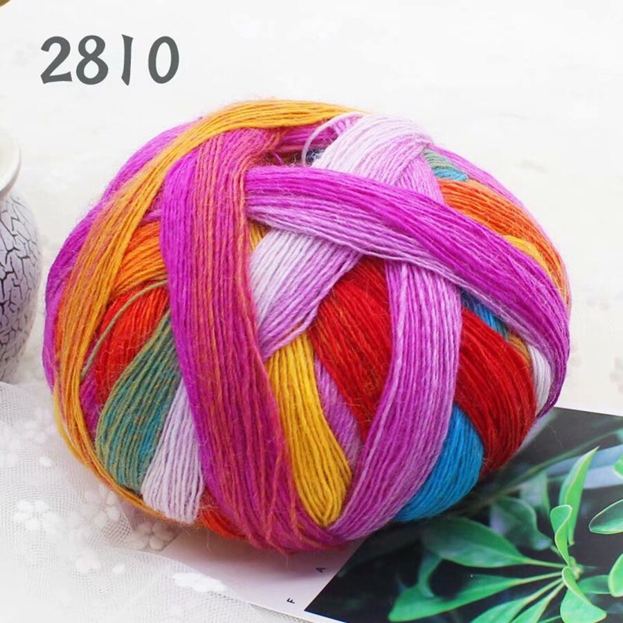 Long Dyed Magic Yarn Ball 800 meters Wool Rainbow Thread for Hand Knitting Shawl Scarf Gradient Crochet Yarn: 2810
