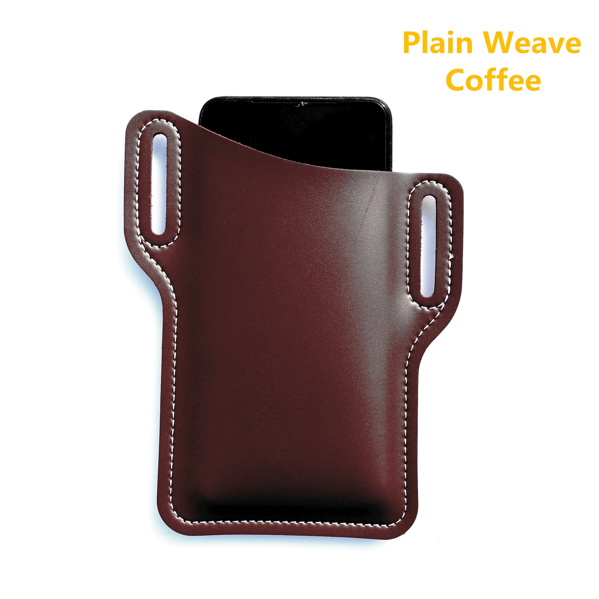 Mannen Vrouwen Gsm Loop Holster Case Zakken Draagbare Multifunctionele Heuptas Pu Lederen Mobiele Telefoon Portemonnee Vintage Riem Tas: Plain Weave Coffee