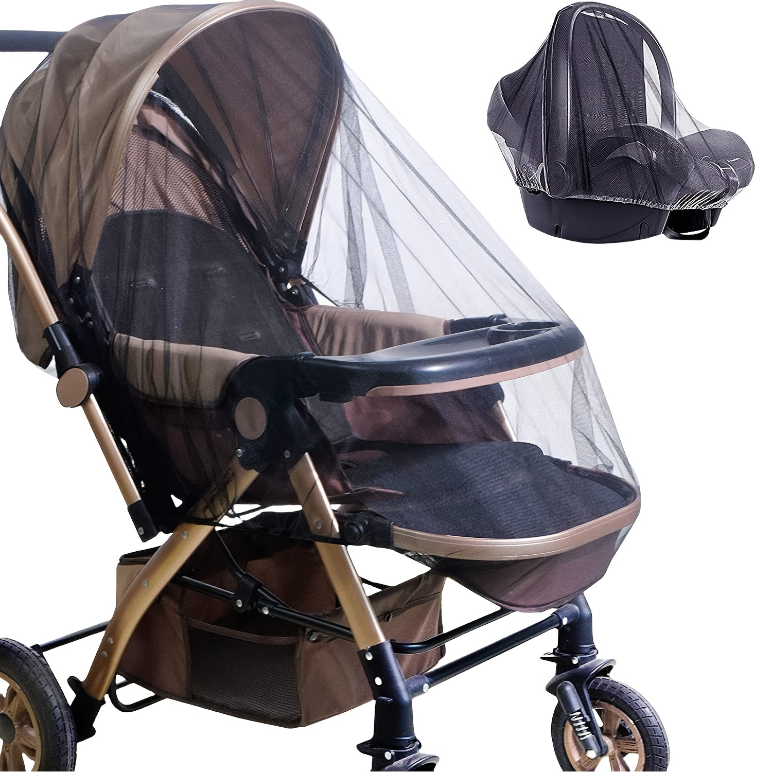Rede mosquiteira para carrinho de bebê - Cobertura total, com malha densa para proteção aprimorada contra insetos, equipamento externo contra mosquitos para carrinho de poliéster