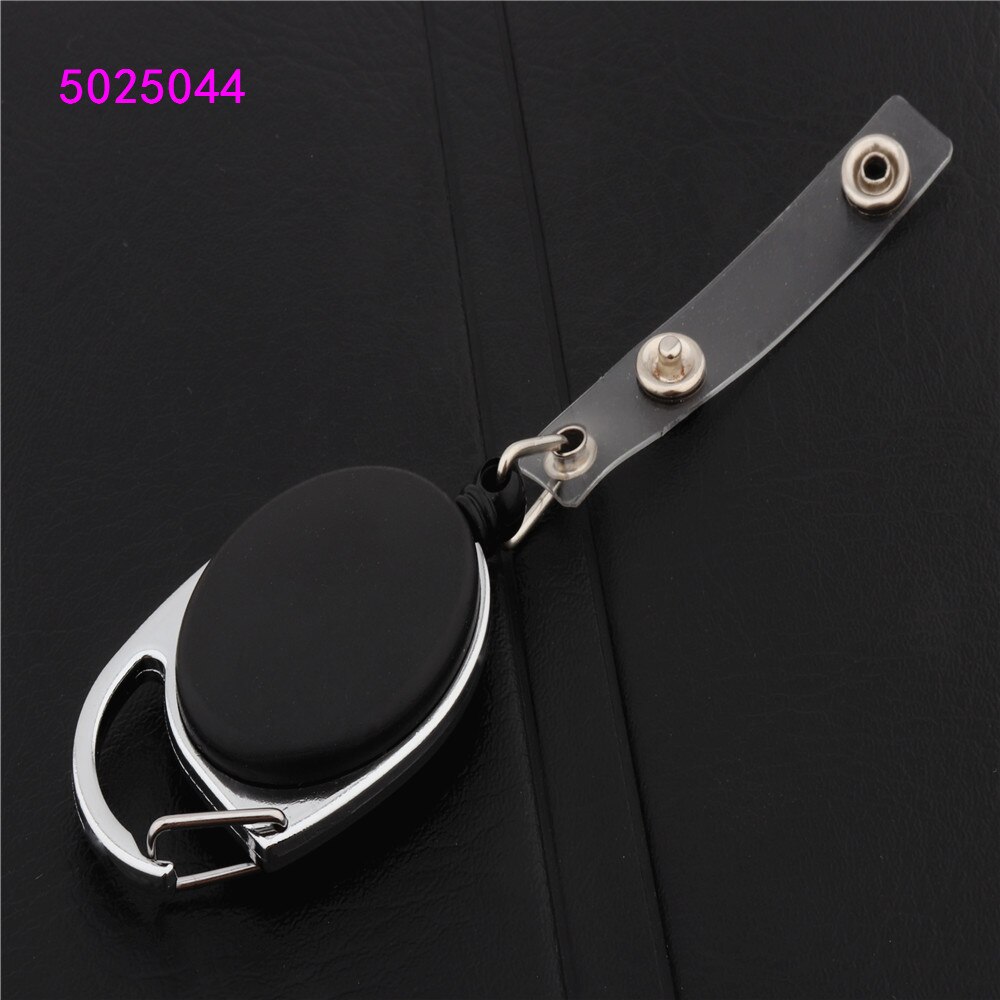 Retractable Pull Badge Reel Zinc Alloy Plastic ID Lanyard Name Tag Card Badge Holder Reels Key Ring Chain Clips: Black