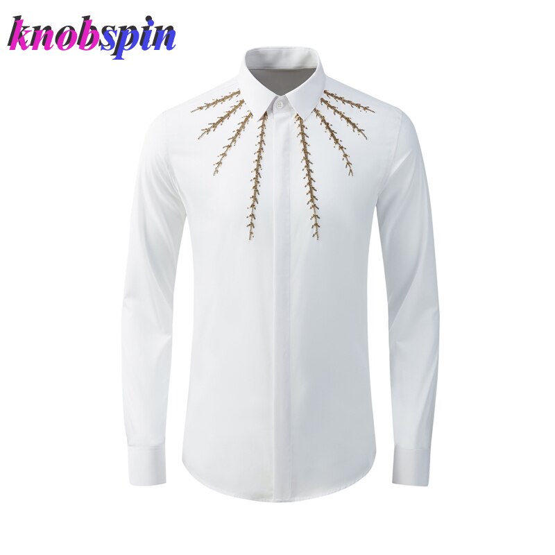 Topmerk heren overhemd lange mouw slank gebloemd chemise heren plus maat m-4xl effen zakelijke heren overhemden