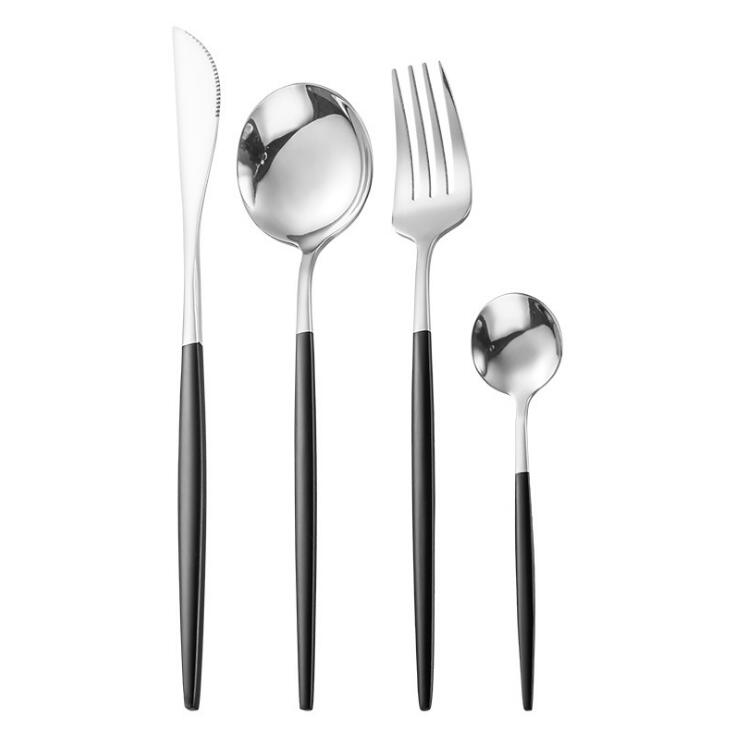 Ensemble de couverts en acier inoxydable ensemble de vaisselle couteau à Steak fourchette ensemble cuillère à café cuillère à café couverts vaisselle ensembles argenterie de cuisine: 6