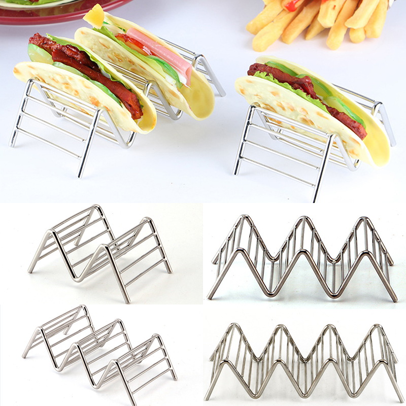 Taco hållare rostfritt stål taco stativ mexikansk matställ skal 1-4 platser usa våg form taco hållare stå rack display