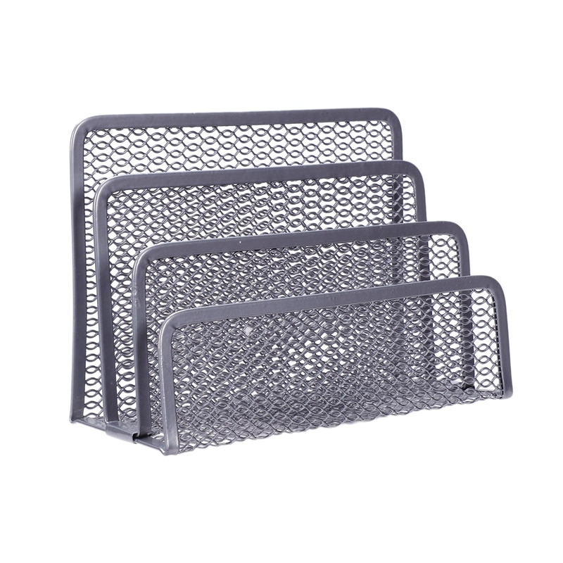 -metall kontorsnät bin & skrivbord organiser set brevpapper snyggt brevhållare, brev sorterare silver
