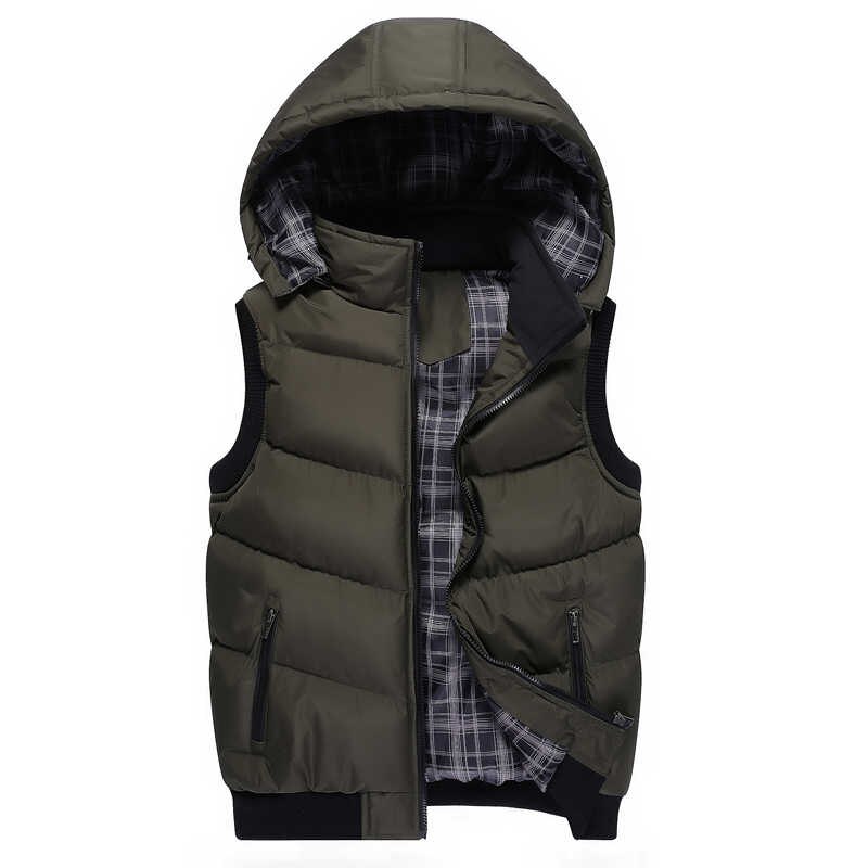 Mode Mouwloze Jas Heren Herfst Winter Vesten Mannelijke Katoen Gevoerde Vesten Mannen Hooded Thicken Vesten Veste Homme