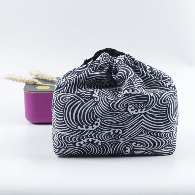 Lunchbox Tas Trekkoord Lunch Bag Bento Tote Pouch Draagbare Kinderen Opbergdoos Japanse Reizen Servies Opbergtas: 4