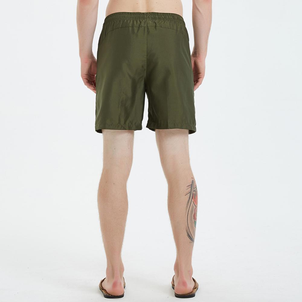 Summer Solid Color Men Shorts Quick Drying Skin-friendly Sport Elastic Pocket Drawstring Loose Beach Swim Trunks