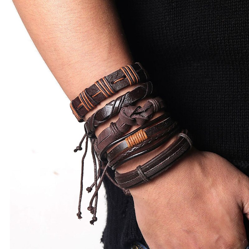 Daxi herr armband för herr berlocker armband pärlband armband tillbehör flätat läder armband herr smycken: Ifs 00335