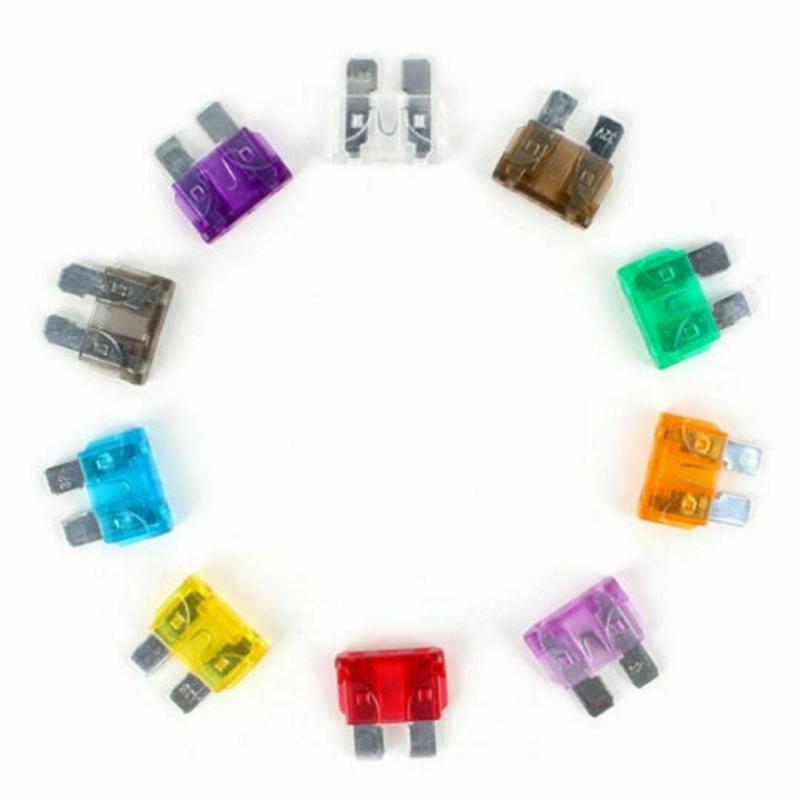 100 stk bilsikringer 2a 3a 5a 7.5a 10a 15a 20a 25a 30a 35a ampere med bokseklemmer sort bladsikring