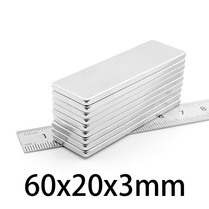 1-15 kpl 60 x 20 x 3mm neliön voimakas magneetti 60 mm x 20 mm x 3mm n35 vahvaa neodyymimagneettia 60*20*3mm kestomagneettilevyä 60*20*3