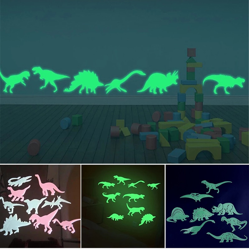 9/8Pcs Glow In The Dark Dinosaurus Lichtgevende Stickers Stereo 3D Tl Muurstickers Fun Sticker Voor Kids in Voorraad