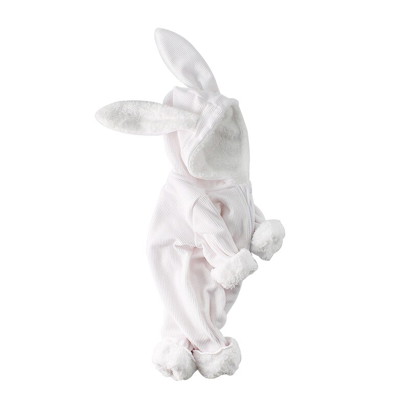 Bunny Baby Winter Rompertjes Voor Jongens Jumpsuit Pluche Voering Baby Meisje Romper Lange Oren Hooded Baby Onesie Peuter Baby Kleding 1Pc