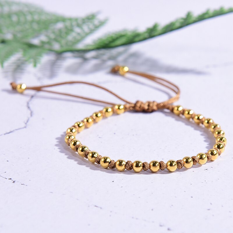 Gold Plated Beads Charm Bracelet for Women Friendship Trendy Men Femme Girl Summer Jewelry Lover: 21ky0305-2