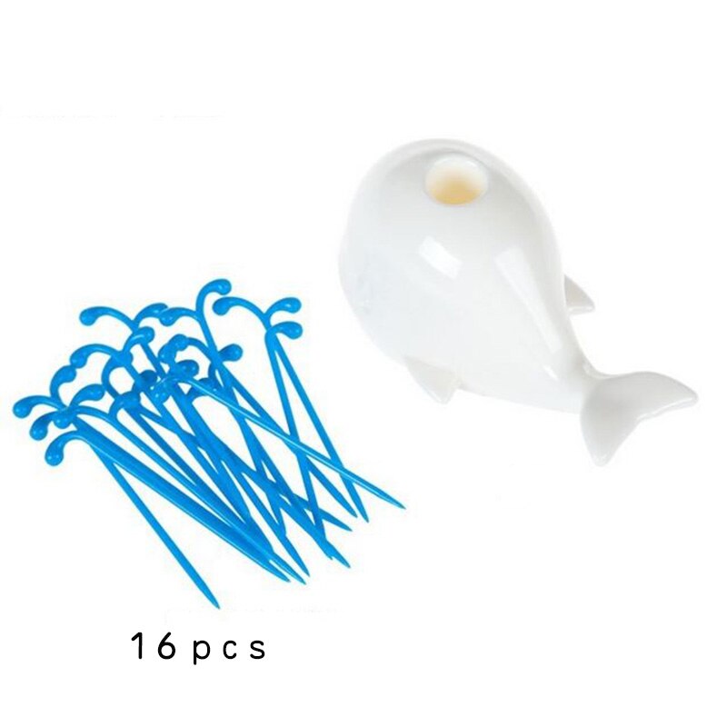 16 stk mini plast tegneserie hval barn fruktgaffel sett bestikk kake dessert barn gafler mat pick servise til festdekorasjon