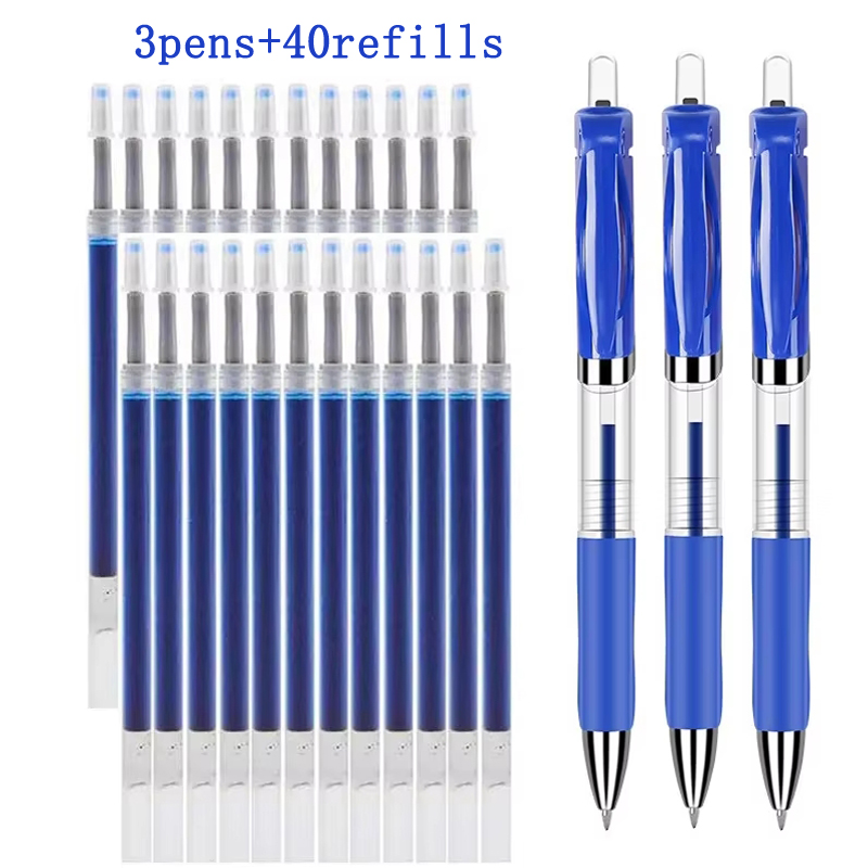 Balpen met persactie: geschikt voor studentenschrijven en zakelijke handtekeningen, met opties van zwarte, rode en blauwe inkt.: Blauw