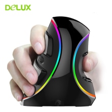 Deluxe vertikale kabelgebundene rgb-gaming-maus mit led-hintergrundbeleuchtung, ergonomisch, für laptop und pc