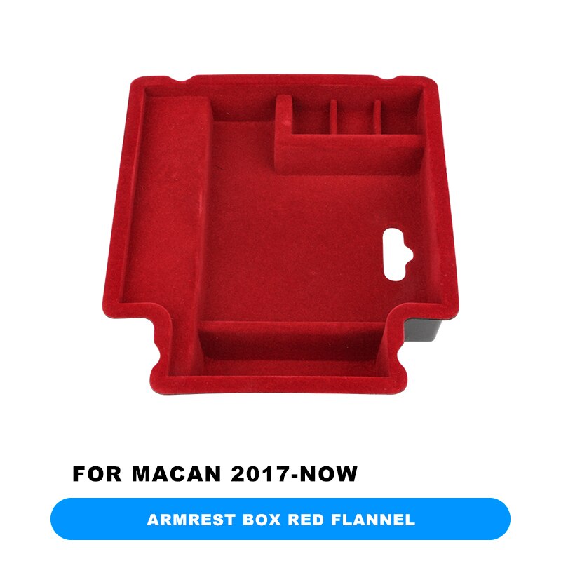 Rood Zwart Auto Interieur Deurklink Organizer Fluwelen Flanel Armsteun Opbergdoos Vat Voor Porsche Macan Auto Styling Accessoires: Storage red flannel