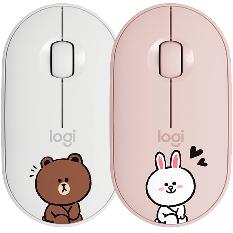 Logitech cuty småsten mute mus trådløs mus notebook bluetooth mus linje venner navngivet pink/hvid godt hånd komfortabilitet